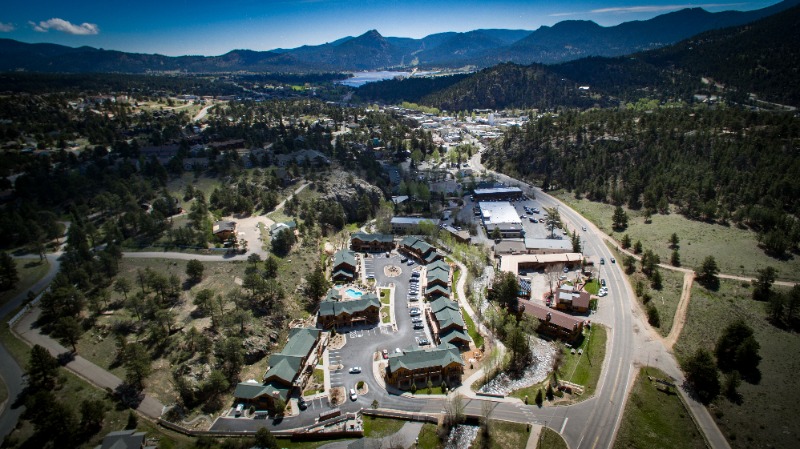 Colorado Summer Vacation: An aerial view of Fall River Village in Estes Park, CO.